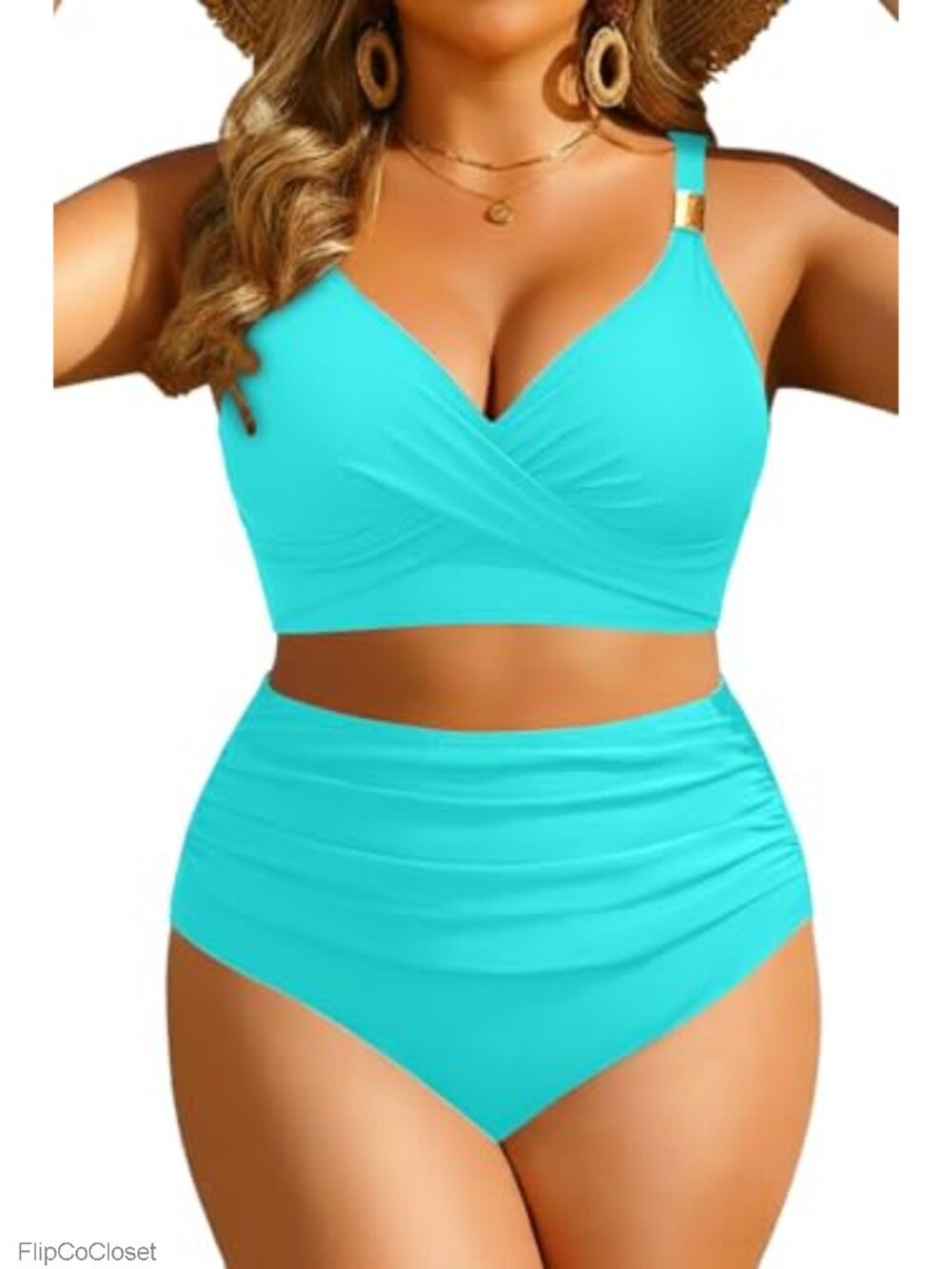 Plus Size Two Piece Swimsuit High Waist Tummy Control Bathing Suit